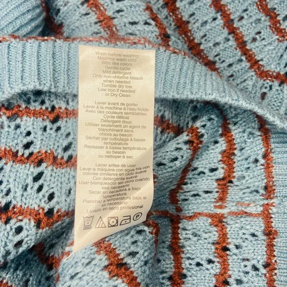 Motherhood Maternity Striped Pointelle Maternity Sweater Provincial Blue XSM - Picture 8 of 8